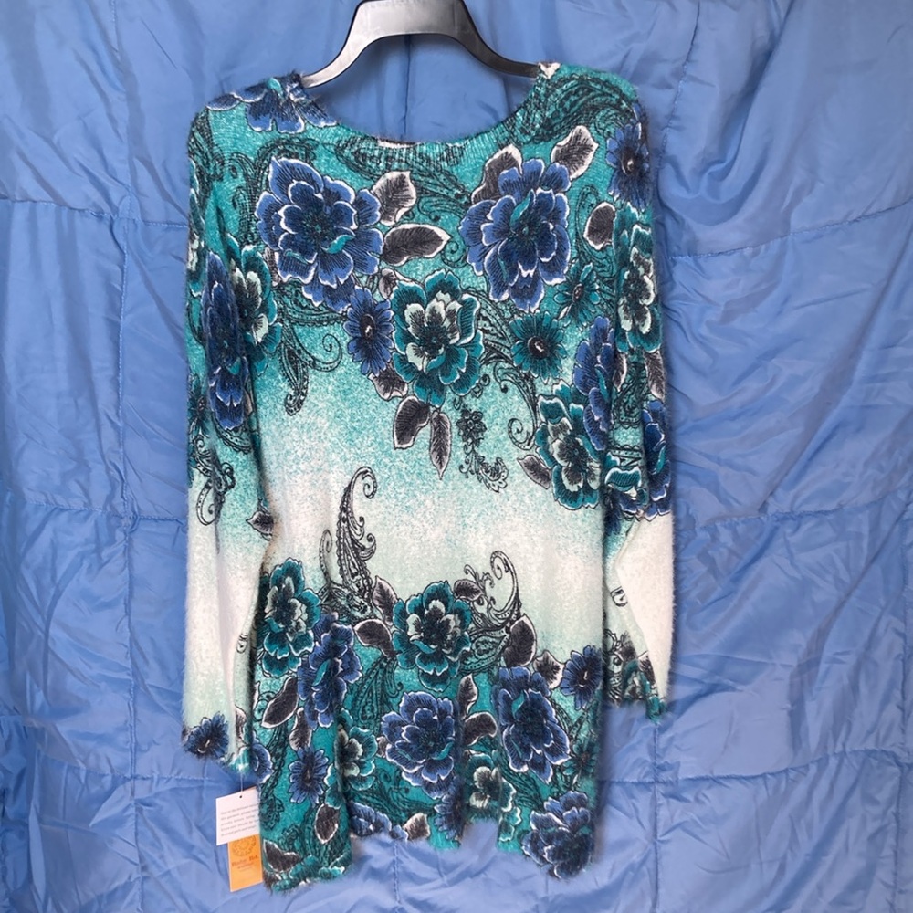 Relisted Ruby Rd sweater floral print ombré fuzzy pullover boho casual office 2X - Picture 6 of 17